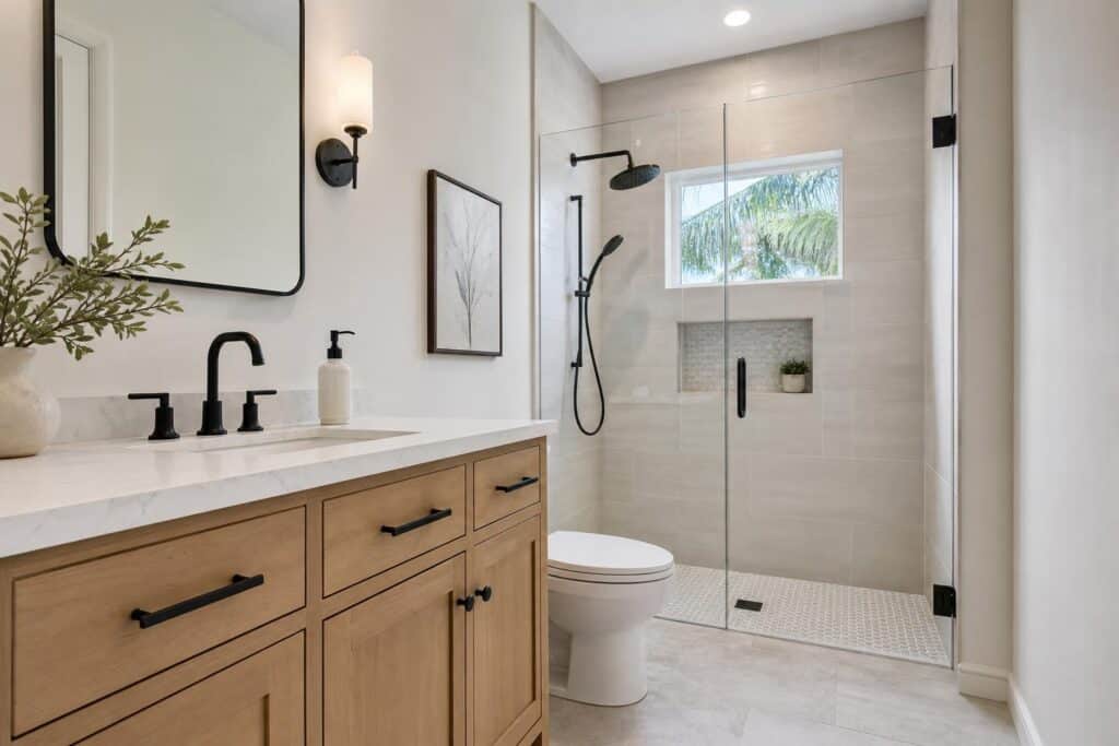 Modern bathroom remodel finish details