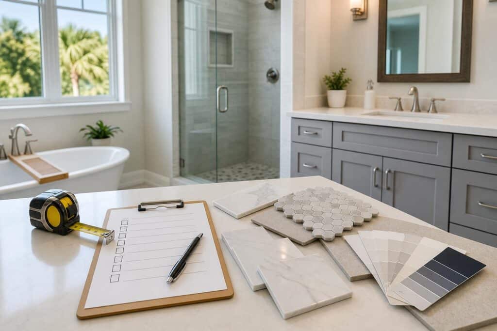 Bathroom remodel planning materials and checklist