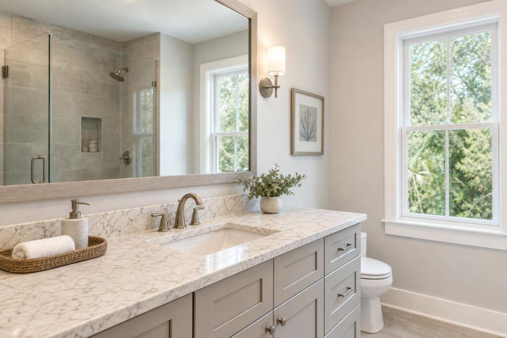 Bathroom vanity countertop and sink remodel