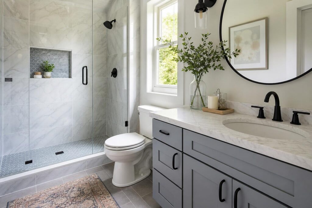 Modern bathroom remodel finish details