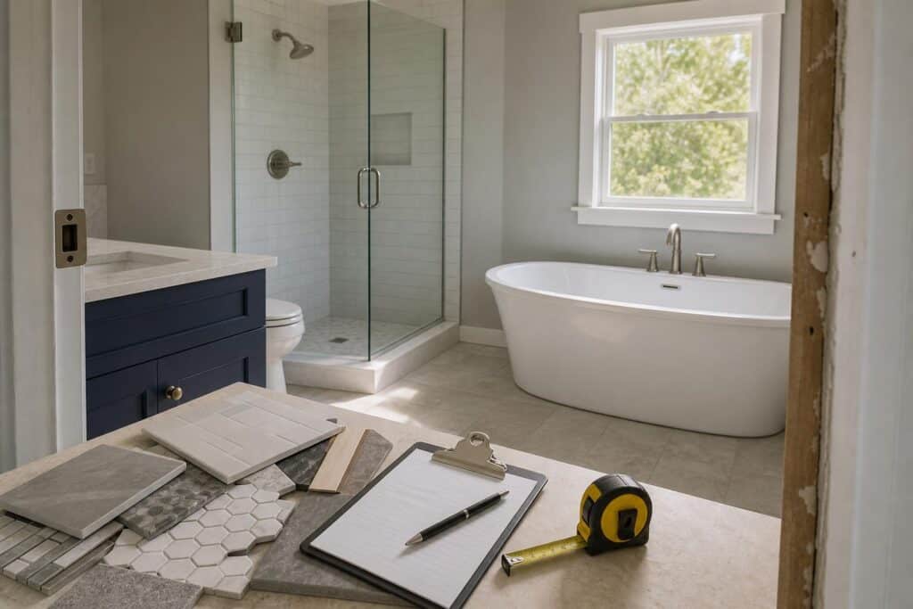 Bathroom remodel planning materials and checklist