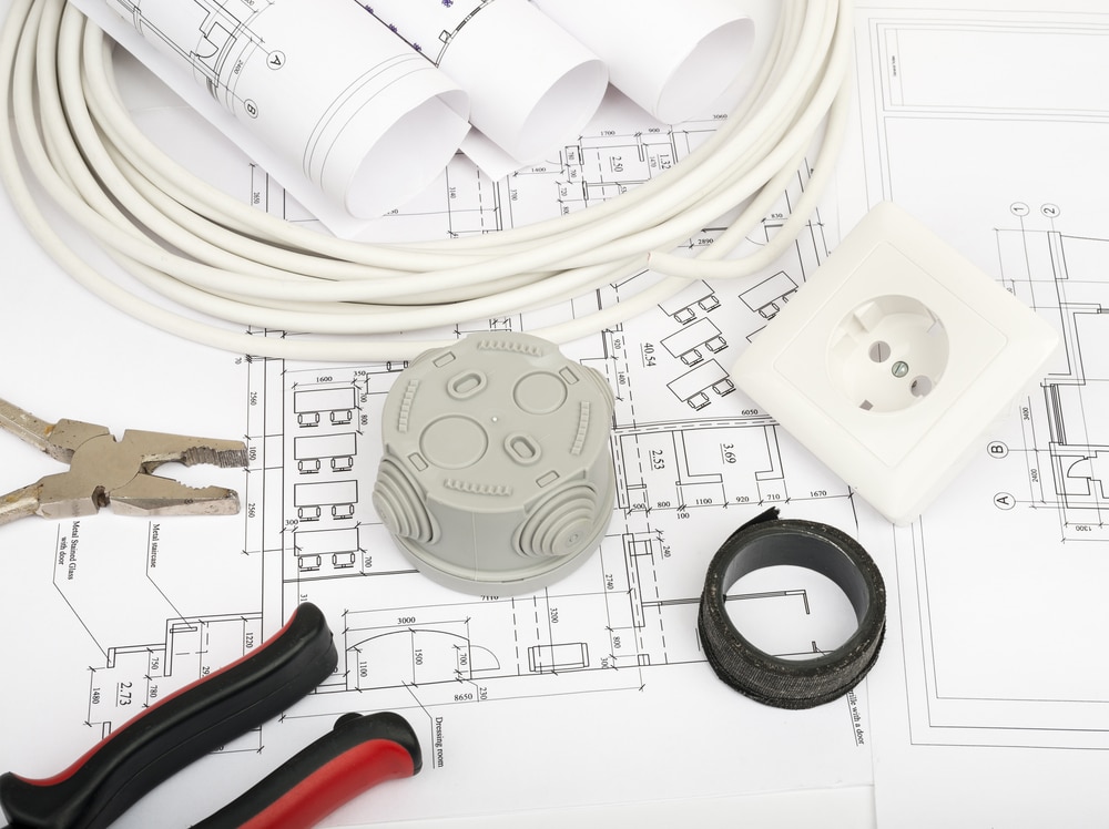 Architecture plan and rolls of blueprints