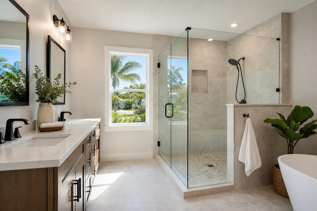 Updated residential bathroom remodel