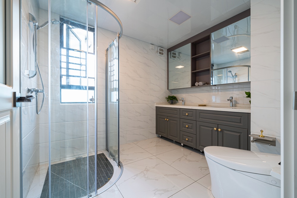 Residential bathroom with clean modern shower design