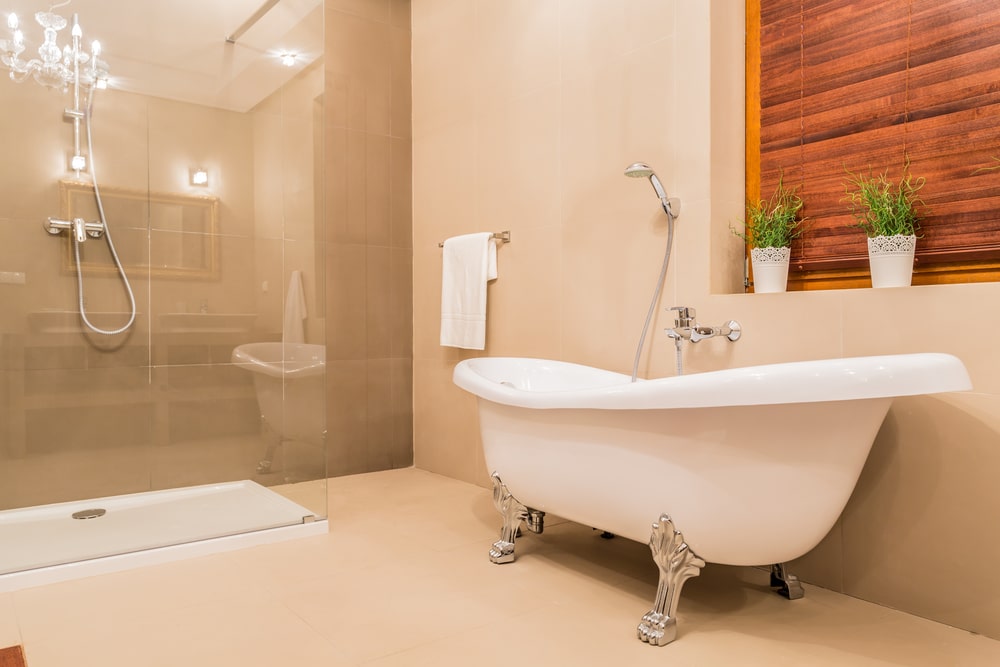 Updated bathroom with glass shower and accessible layout planning