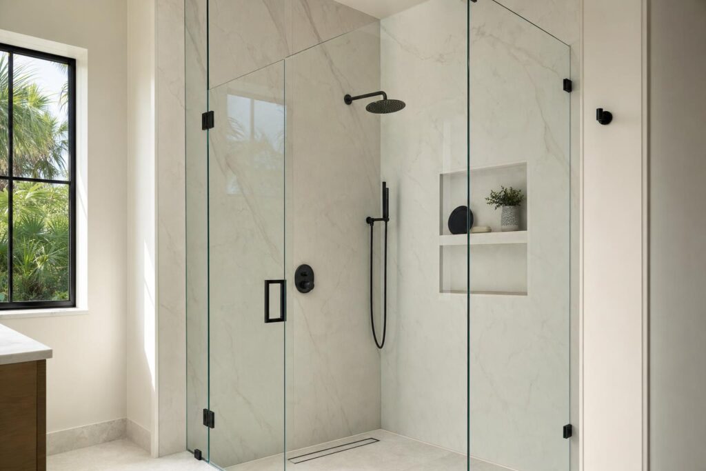 shower wall panels vs tile photo